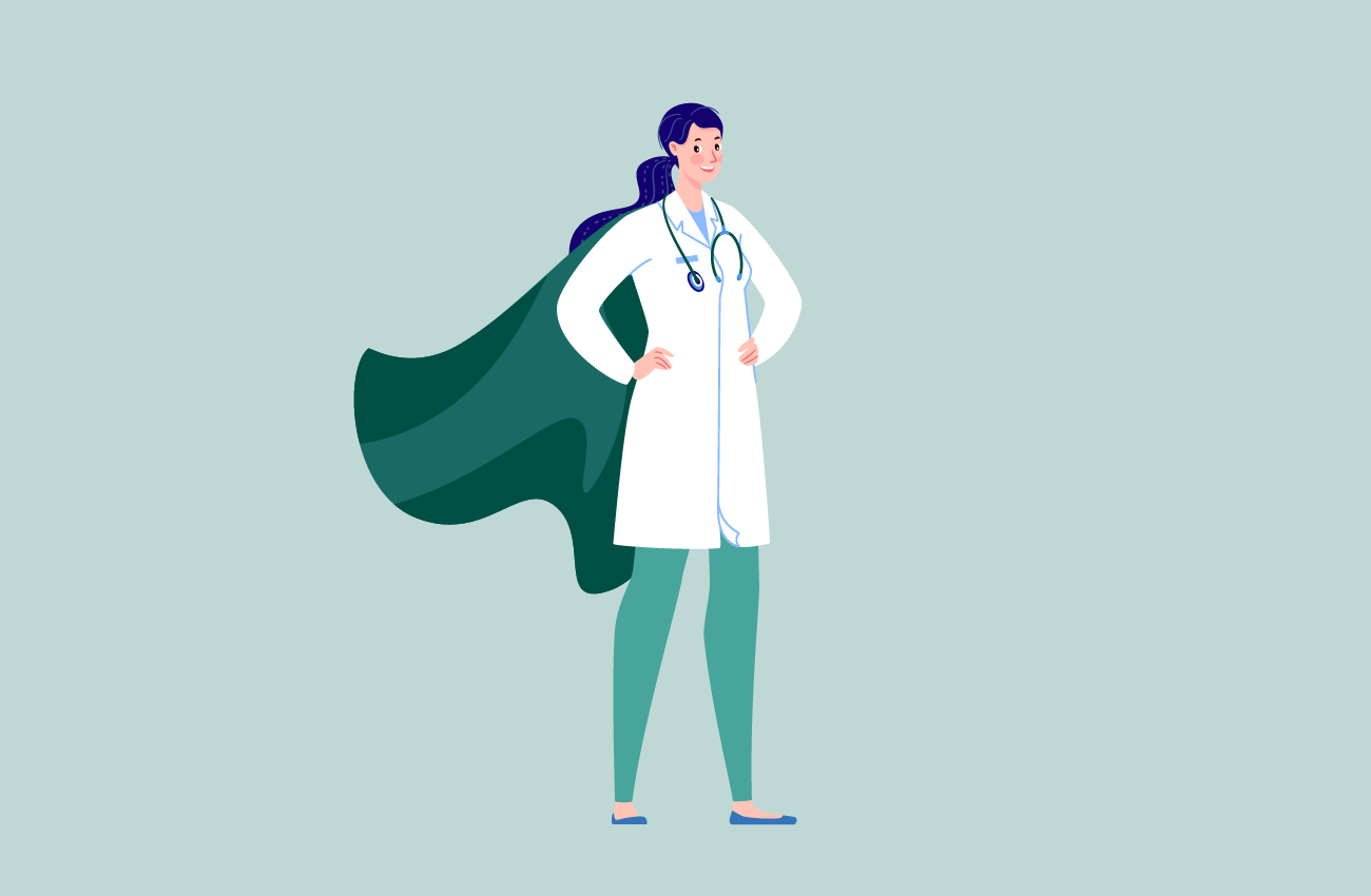 Woman doctor poses as a superhero